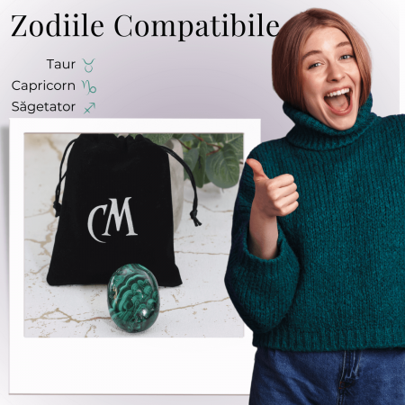 Piatra de Mana Malachit Natural Palmstone - Vindecare si Transformare [4]