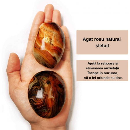 Set 2 pietre 6-7 cm semipretioase de Agat rosu natural slefuit -  Pentru regasirea echilibrului [3]