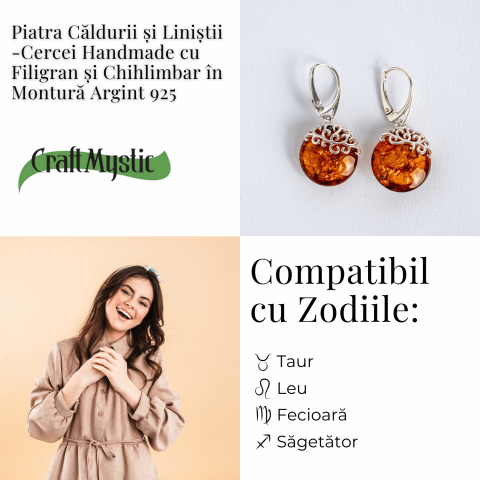 Piatra caldurii si linistii – Cercei handmade cu filigran si chihlimbar in montura argint 925 [4]