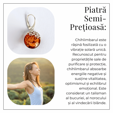 Piatra caldurii si linistii – Cercei handmade cu filigran si chihlimbar in montura argint 925 [5]