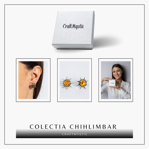 Cercei Soare din argint 925 cu chihlimbar – Lumina si bucurie in fiecare zi [7]