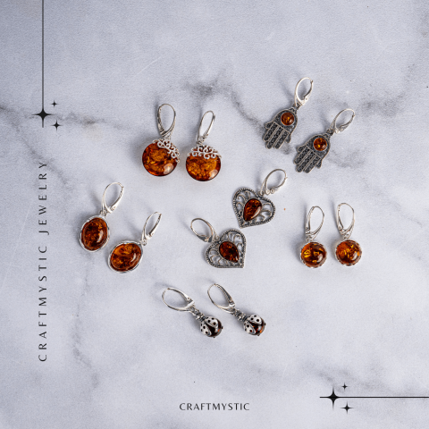 Piatra caldurii si linistii – Cercei handmade cu filigran si chihlimbar in montura argint 925 [6]