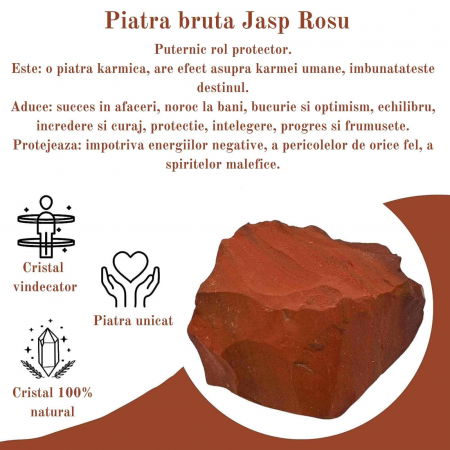 Piatra Bruta Naturala Jasp Rosu - Energie Pozitiva si Echilibru Emotional, Dimensiuni 5-9 cm, Greutate 150-300 g [1]