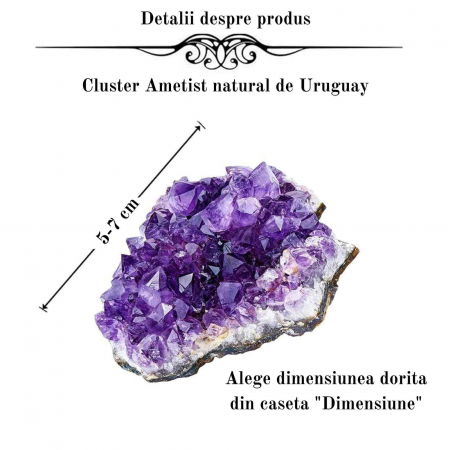Cluster Ametist Natural din Uruguay, Cristal Unic pentru Meditatie si Echilibrare Energetica, Dimensiuni 5-7 cm [2]