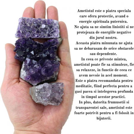 Cluster Ametist Natural din Uruguay, Cristal Unic pentru Meditatie si Echilibrare Energetica, Dimensiuni 5-7 cm [6]