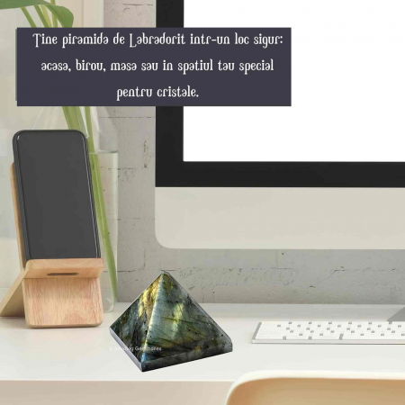 Piramida din Labradorit 8 cm pentru Vindecare prin Cristale - Piatra Naturala pentru Meditatie, Reiki, Echilibrare Chakra si Grila de Cristale [2]