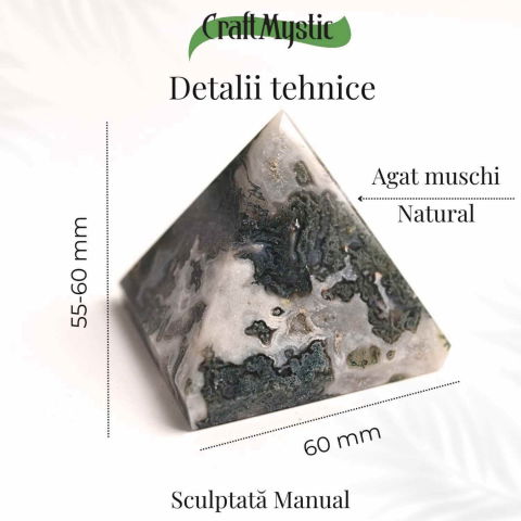 Piramida Moss Agate 55-60 mm - Echilibru Energetic si Vindecare Naturala [4]