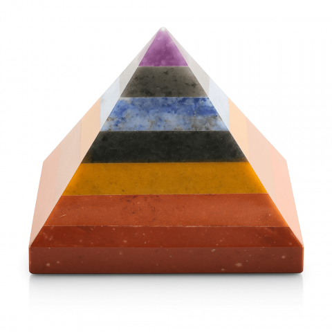 Piramide din Cristal Brut - Piramida 80mm din Pietre Naturale Semipretioase pentru Cele 7 Chakre