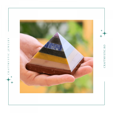 Piramida 80mm din Pietre Naturale Semipretioase pentru Cele 7 Chakre [5]