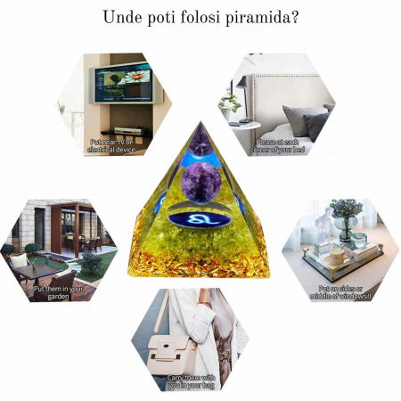 Piramida de Energie Orgonica cu Cristale de Vindecare specifice a Zodiilor pentru Relaxare, Meditatie si Ornament [4]