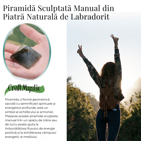 Piramida din Labradorit Sculptata Manual, 4 cm - Amplificator de Protectie si Intuitie [6]