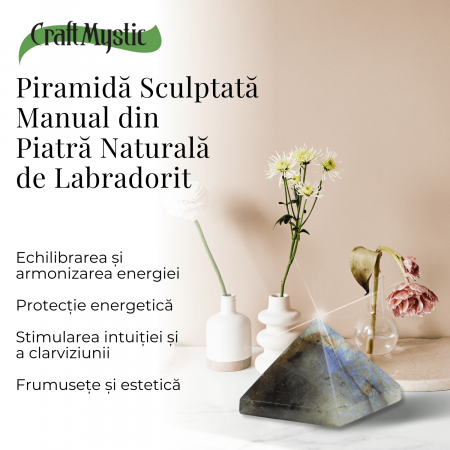 Piramida din Labradorit Sculptata Manual, 4 cm - Amplificator de Protectie si Intuitie [4]