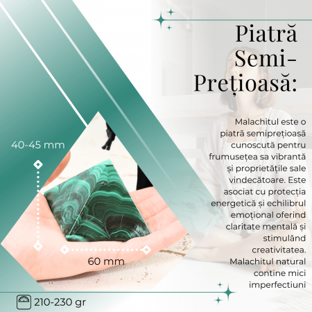 Piramida Malachit natural H 40-45 mm Latime 60 mm 210-230 gr - Sursa de Echilibru și Armonie [2]
