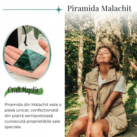 Piramida Malachit natural H 40-45 mm Latime 60 mm 210-230 gr - Sursa de Echilibru și Armonie [4]