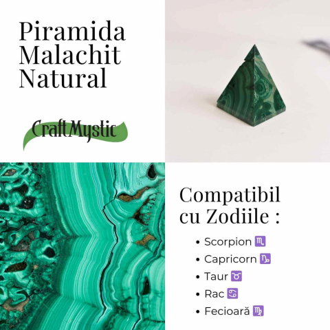 Piramida Malachit natural H 5.1-6.4 cm Latime 4.6-4.9 cm 166-201 gr - Echilibru si Armonie Interioara [3]
