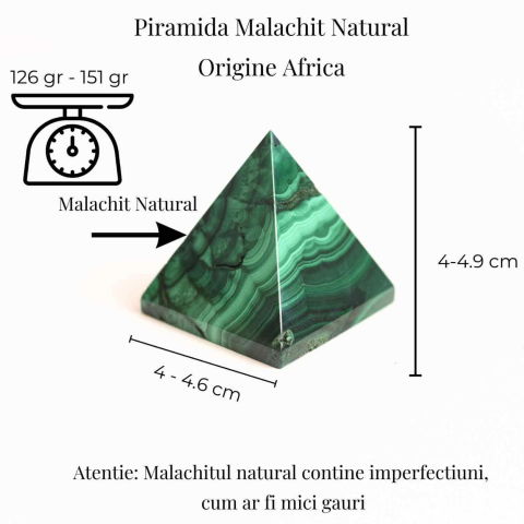 Piramida Malachit natural H 4 - 4.9 cm Latime 4 - 4.6 cm 126-151 gr - Vindecare Emotionala [4]