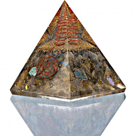 Piramida Orgonica cu cristale Labradorit si simbolul floarea vietii 8 cm – pentru dezvoltare spirituala si emotionala [2]