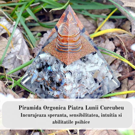 Piramida Inspirationala Orgonita pentru Succes | Piramida Orgone din Piatra Lunii Curcubeu - Liniste – Dezvoltare – Putere [3]