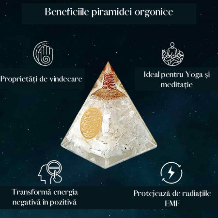 Piramida orgonica cu selenit si simbolul floarea vietii 8 cm – pentru curatarea energiei negative, pace, calm si energie pozitiva [4]