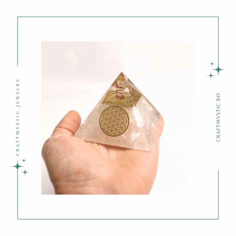 Piramida Orgonica cu Selenit si Floarea Vietii - Energizare si Protectie Naturala [1]