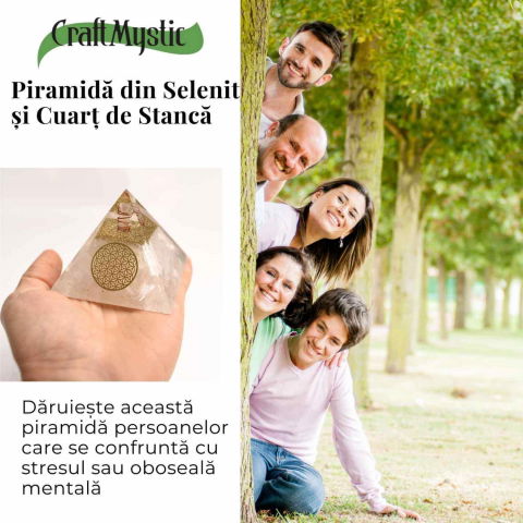 Piramida Orgonica cu Selenit si Floarea Vietii - Energizare si Protectie Naturala [8]