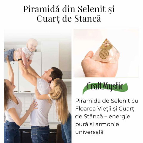 Piramida Orgonica cu Selenit si Floarea Vietii - Energizare si Protectie Naturala [2]