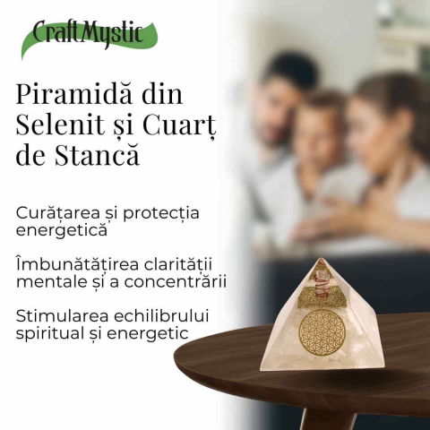 Piramida Orgonica cu Selenit si Floarea Vietii - Energizare si Protectie Naturala [5]
