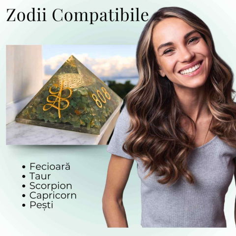 Piramida Orgonica cu Simboluri Zibu si Jad Verde – Energia Secreta a Echilibrului [5]