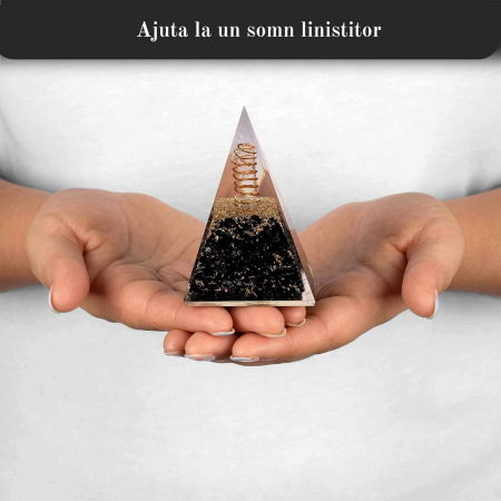 Piramida Orgonica 10 cm cu Turmalina Neagra - Cristal - Echilibrare Chakra - Generator de Energie Orgonita - Piramida Orgonita Nubiana pentru Protectie impotriva E-misiilor – Cristal Vindecator - Meditatie - Yoga [2]
