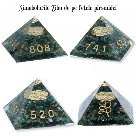 Piramida orgonica cu simboluri Zibu cu Jad verde - Prosperitate [1]