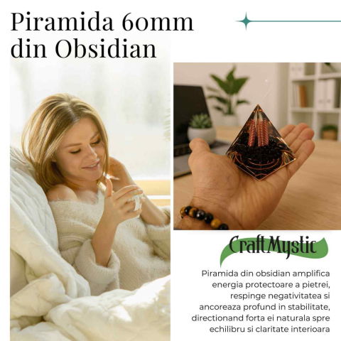 Piramida Orgonic Obsidian 60mm – Protectie, Claritate si Transformare Interioara [4]