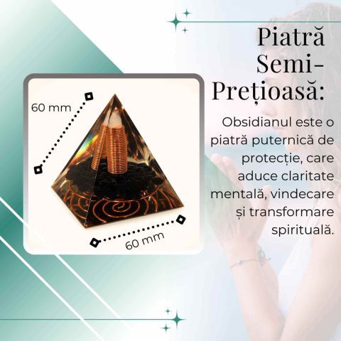 Piramida Orgonic Obsidian 60mm – Protectie, Claritate si Transformare Interioara [2]