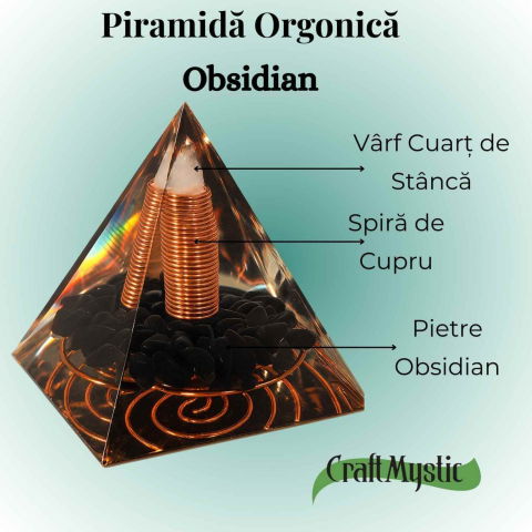 Piramida Orgonic Obsidian 60mm – Protectie, Claritate si Transformare Interioara [6]