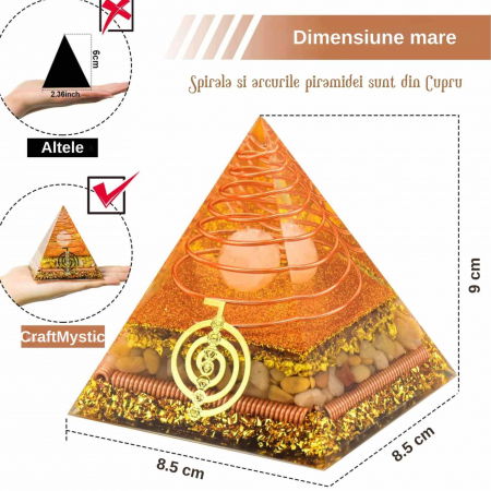 Piramida Orgonit 8.5 cm pentru energie pozitiva, echilibrare spirituala si protectie impotriva emisiilor electromagnetice [1]