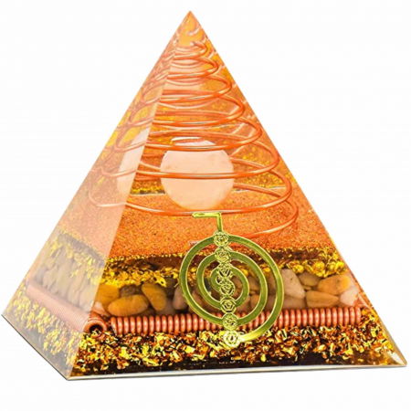 Piramide din Cristal și Orgonice - Piramida Orgonit 8.5 cm pentru energie pozitiva, echilibrare spirituala si protectie impotriva emisiilor electromagnetice