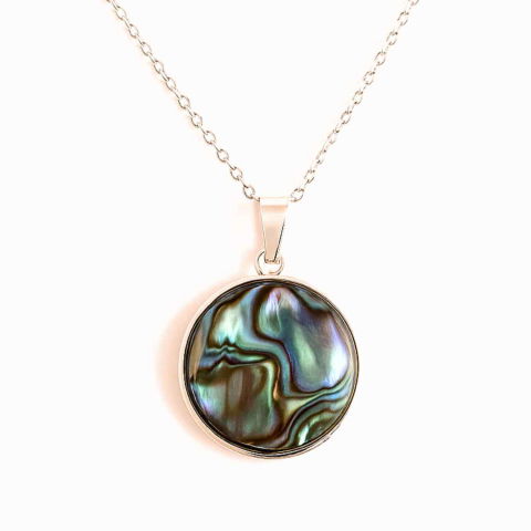 Armonie Interioara si Energie Oceanica – Colier Rotund cu Scoica Abalone si Argint 925 [5]