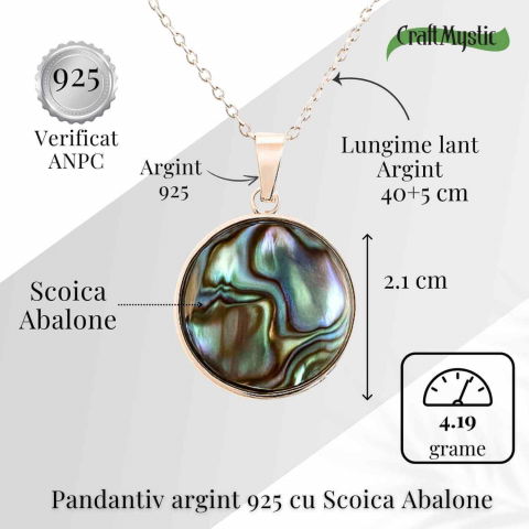 Armonie Interioara si Energie Oceanica – Colier Rotund cu Scoica Abalone si Argint 925 [4]