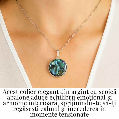 Armonie Interioara si Energie Oceanica – Colier Rotund cu Scoica Abalone si Argint 925 [1]