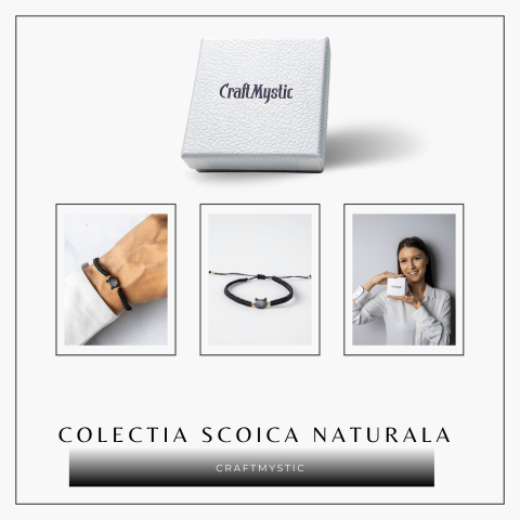 Protectie si Noroc – Bratara cu Charm Pisica din Scoica Naturala, Neagra [6]