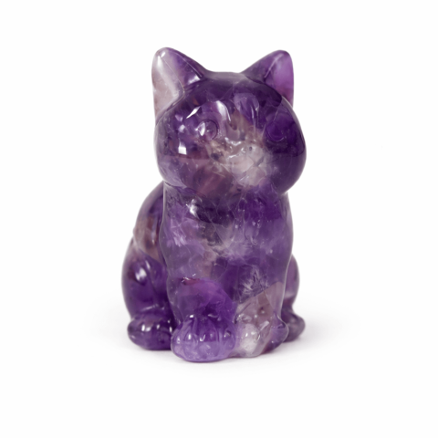 Cristale pentru zodii - Figurina Pisica din Ametist – Protectie Spirituala, Intuitie si Liniste Interioara