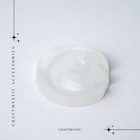 Placa Decorativa din Selenit Natural 5.5cm – Model Luna si Stele pentru Armonie si Claritate Energetica [5]