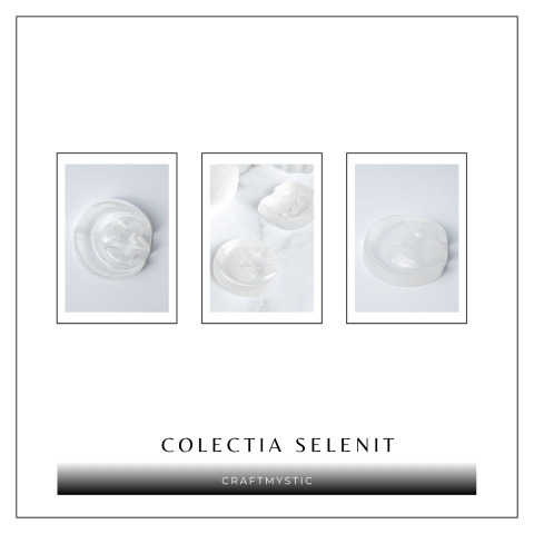 Placa Decorativa din Selenit Natural 5.5cm – Model Luna si Stele pentru Armonie si Claritate Energetica [7]