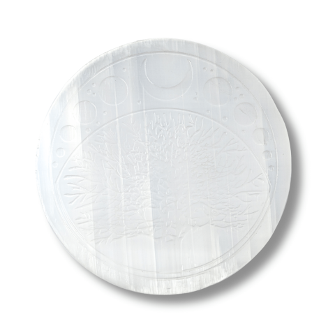 Disc Rotund din Selenit Natural 12cm – Placa Floarea Vietii pentru Purificare si Armonie Energetica [8]