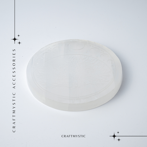 Disc Rotund din Selenit Natural 12cm – Placa Floarea Vietii pentru Purificare si Armonie Energetica [6]