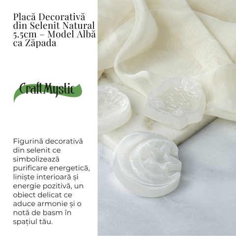 Placa Decorativa din Selenit Natural 5.5 cm – Model Alba ca Zapada – Puritate si Armonie Interioara [1]