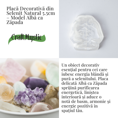 Placa Decorativa din Selenit Natural 5.5 cm – Model Alba ca Zapada – Puritate si Armonie Interioara [2]