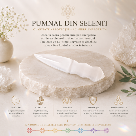 Pumnal din Selenit Natural – Purificare, Claritate si Armonie Energetica [5]