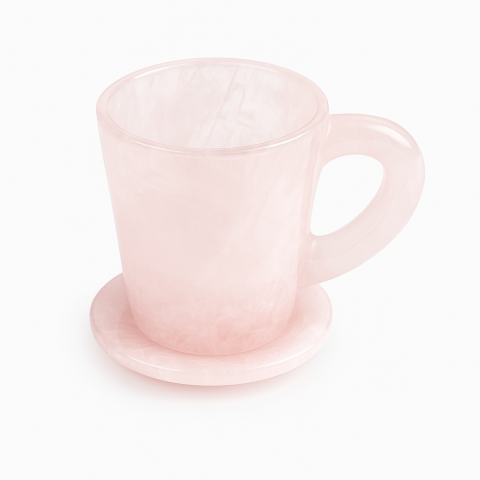 Cristale pentru zodii - Pocalul Iubirii – Cana din Cuart Roz si Suport din Cristal