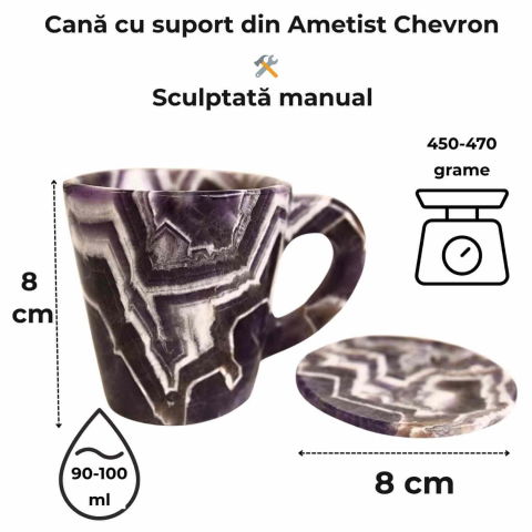 Cana din Ametist Chevron cu suport – Un ritual al rafinamentului spiritual [1]