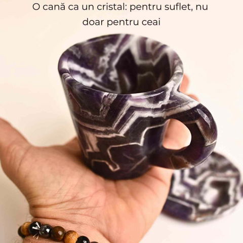 Cana din Ametist Chevron cu suport – Un ritual al rafinamentului spiritual [4]